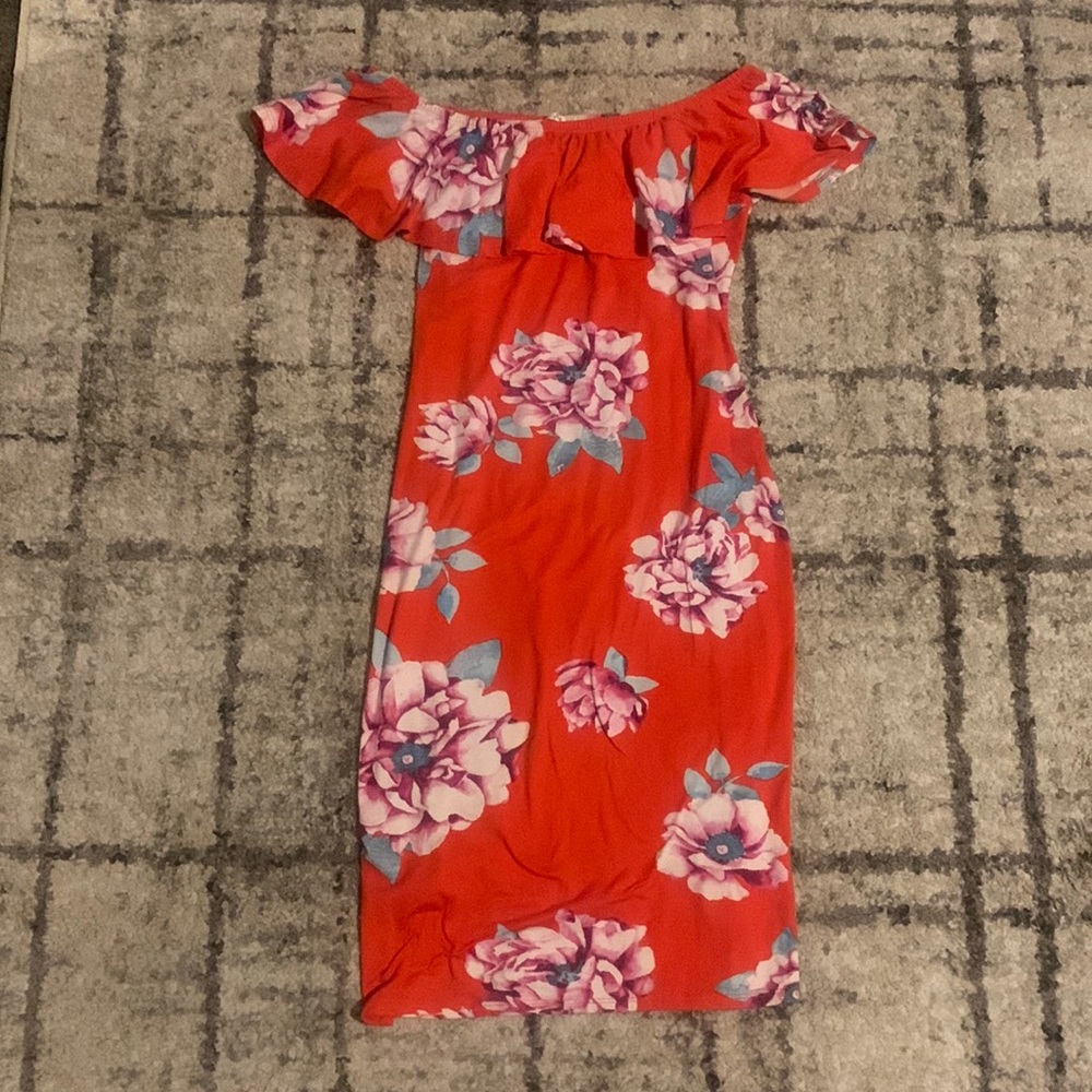 Floral Off-shoulder Fitted Dress by KtK